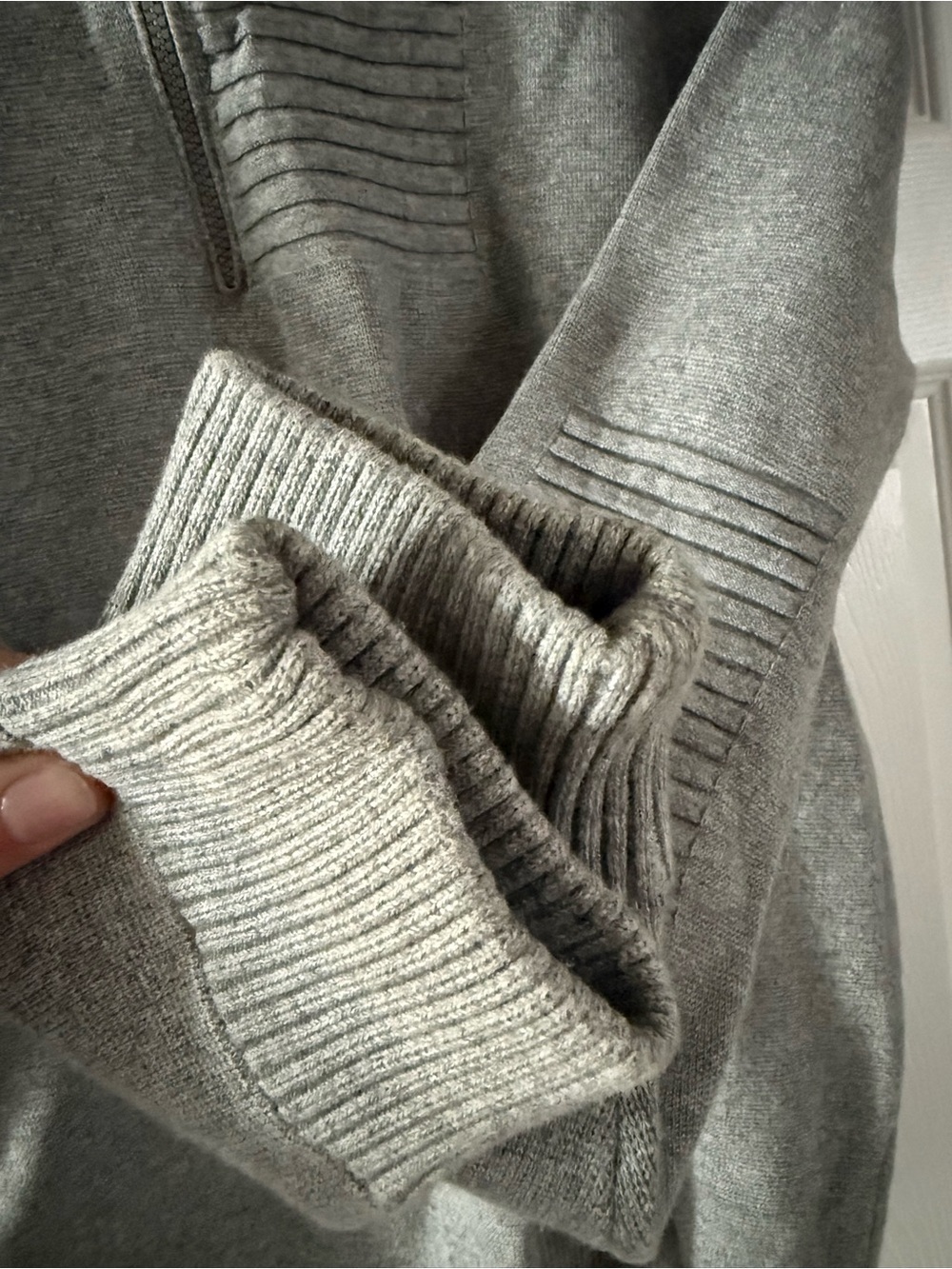 Simons Cotton Gray Mock-Neck Half-Zip Sweater Large - Picture 3 of 7
